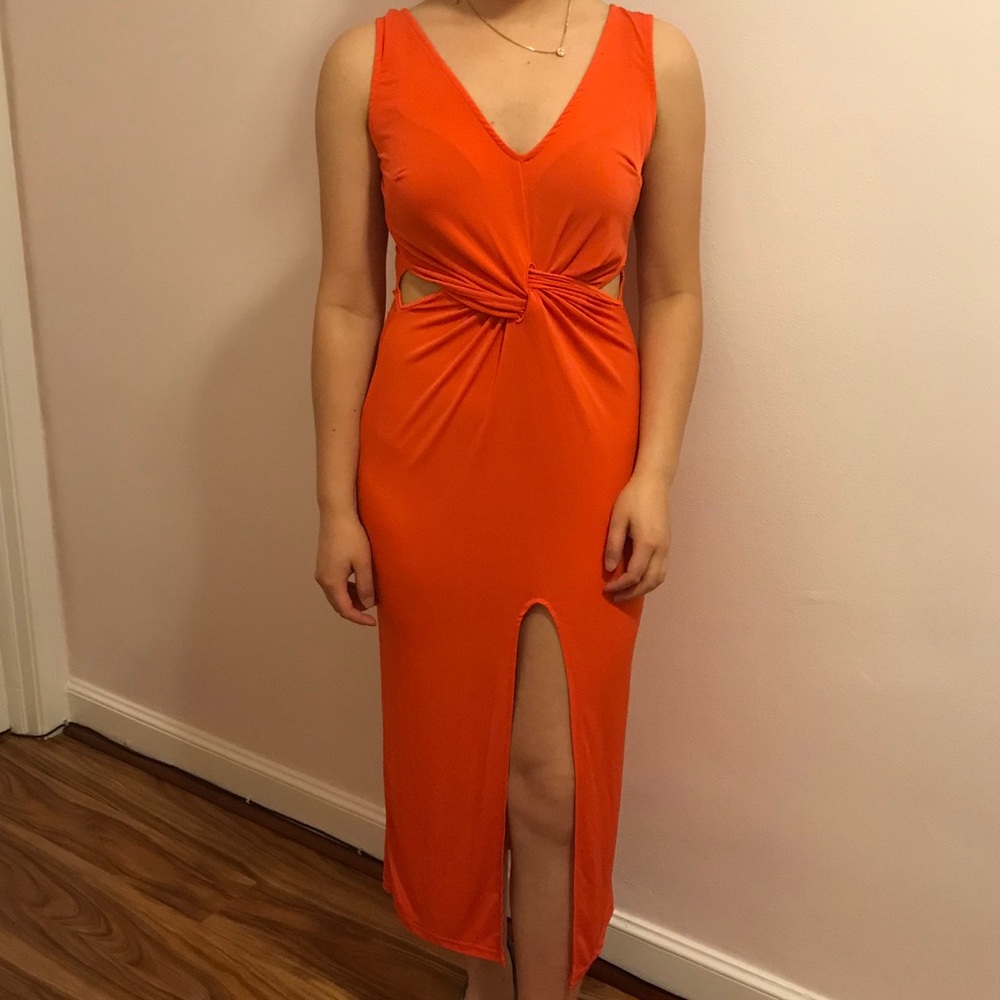 Orange slit dress